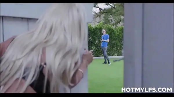 Blonde Big Tits MILF Fucks Young Neighbor's Huge Cock