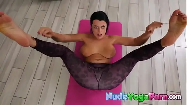 Nadia White Big Tits MILF Strips for Sexy Yoga & Pussy Masturbation